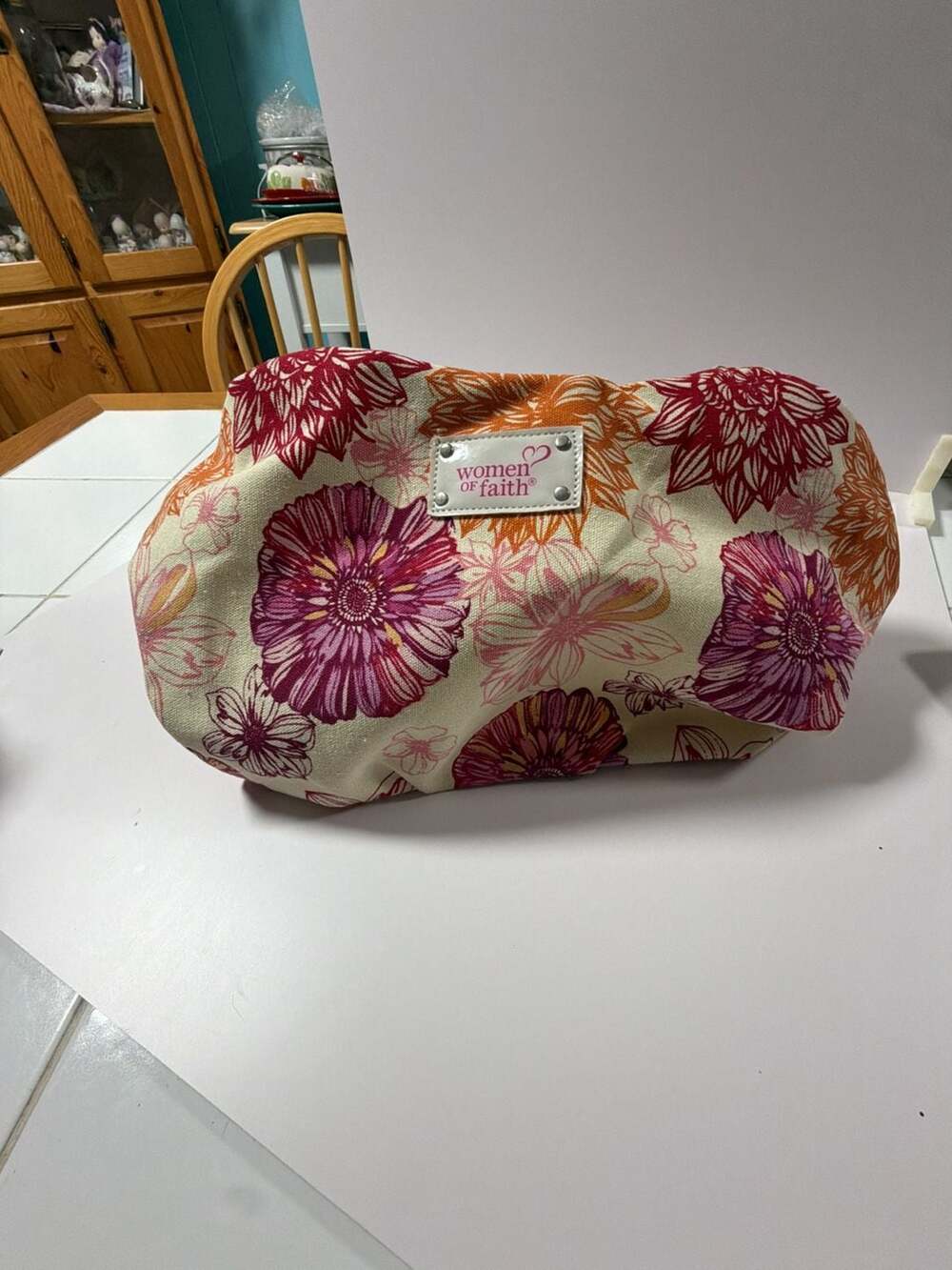 Women of Faith Floral Print Canvas Tote Handbag
